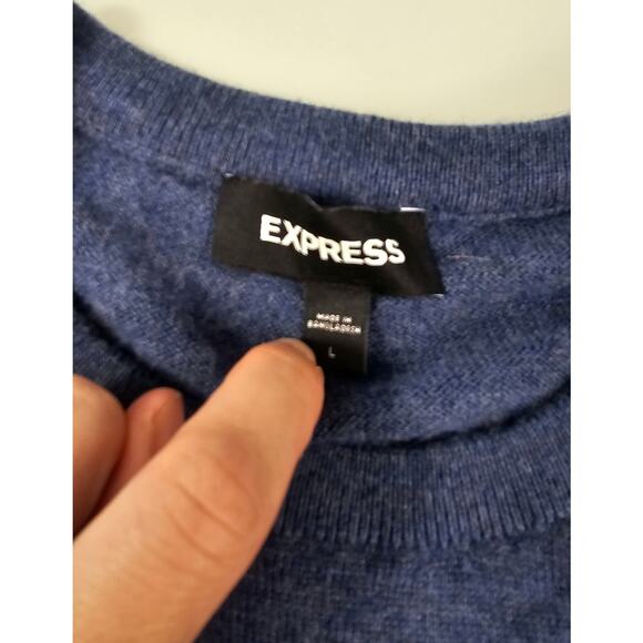 Express sz L merino wool blend crewneck sweater warm winter preppy casual EUC - Picture 5 of 7